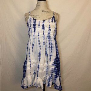 Blue and White Dyed Textured Dress
